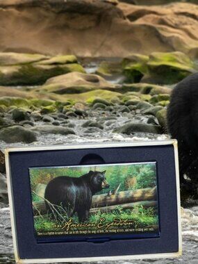 American Expedition Black Bear Stainless Steel Business Card Holder NEW Hunting